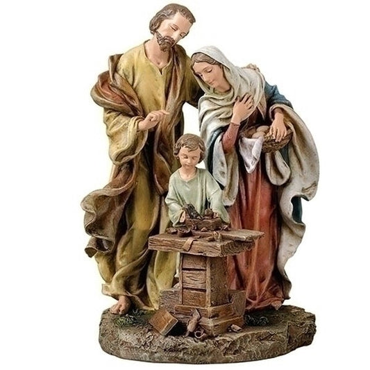 Holy Family Statue Jesus as Carpenter in Workshop Religious Scene