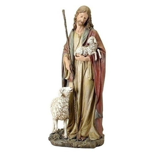 Christ The Good Shepherd Statue with sheep garden Lamb Sculpture