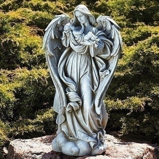 Angel Statue with Baby Child Embracing Garden Sculptures Memorials