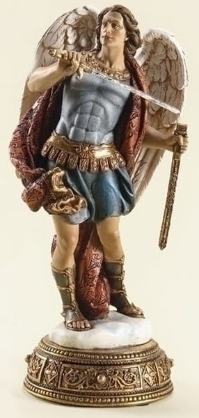Saint Michael Statue with Prayer Drawer Scroll
