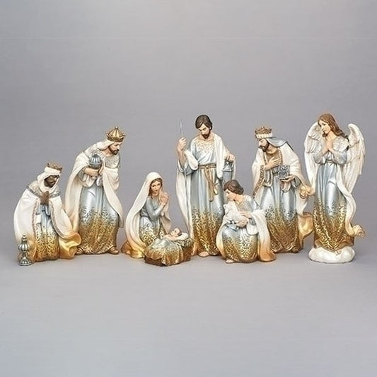 Nativity Set of 8 figurines Gold Ombre Statue