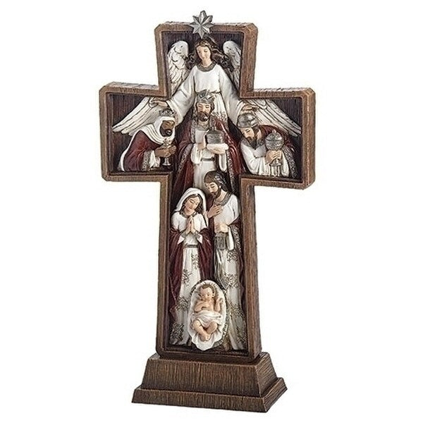 Nativity Cross with Angel & Kings Sculpture