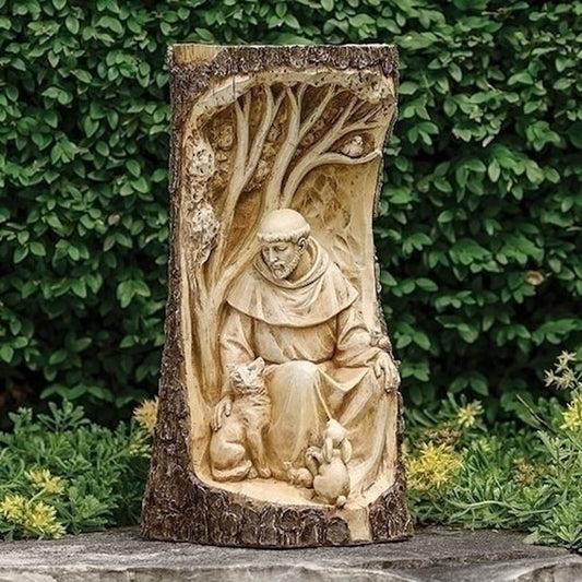 Craved Log Woodland Saint Francis Statue