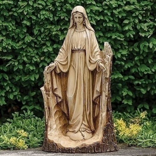 Craved Log Our Lady of Grace Sculpture