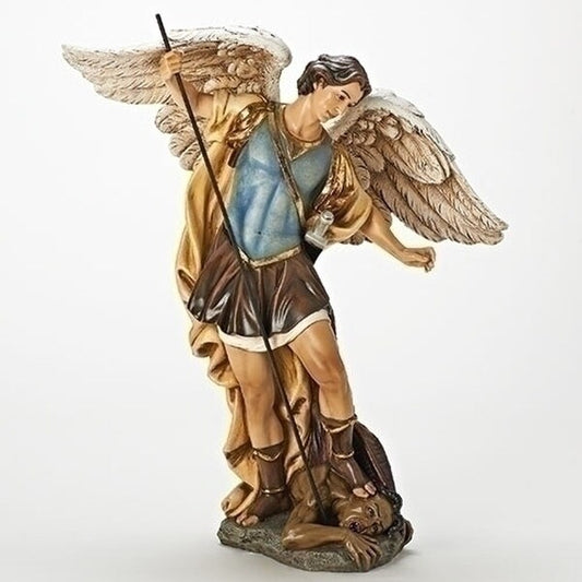 Tradtional Saint Michael the Archangel Colored Catholic Art Sculpture