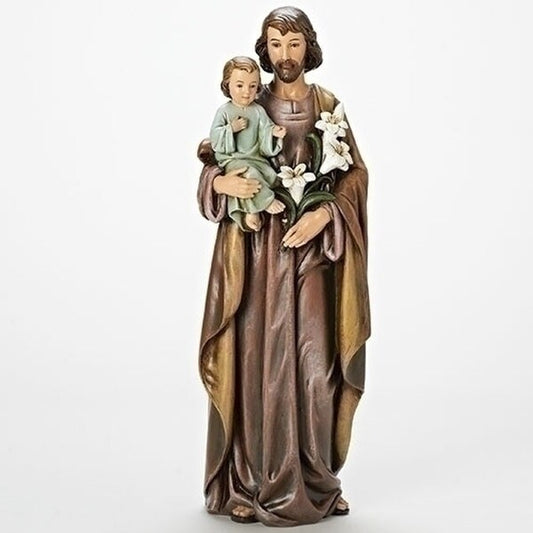 Saint Joseph with Child Figure Statue Lily in hand baby Christ