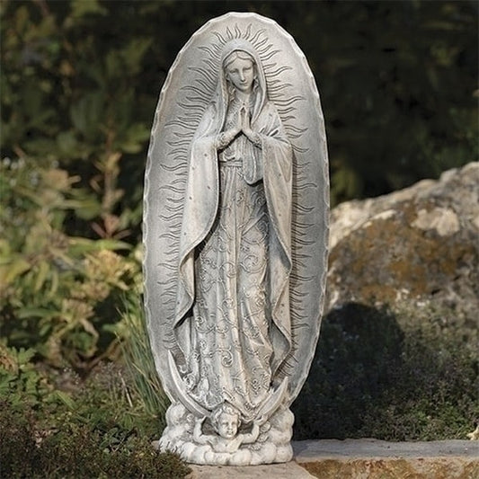 Our Lady of Guadalupe Garden Statue Outdoor white stone finish sculpture