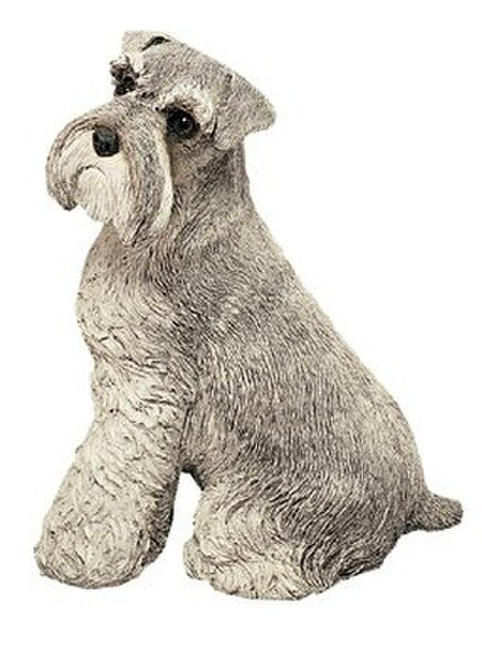 Schnauzer Gray Sitting Uc Dog Sculpture Figurines Sandicast Statues