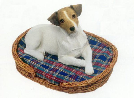 Jack Russell Terrier Sculpture Smooth White & Brown Dog