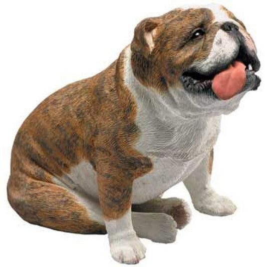 Bulldog Brindle Sitting Dog Sculpture Figurine Sculpted Realistic Breed