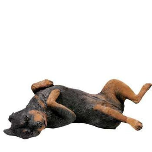 Rottweiler On Back Dog Sculpture by Sandicast Playful Puppy Breeds