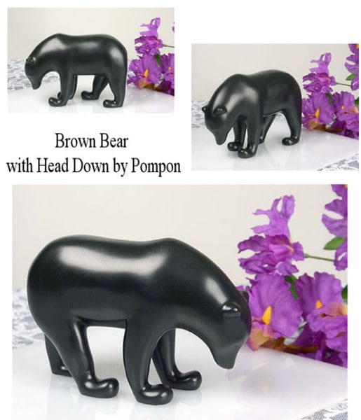 Dark Brown Bear with Head Down by Pompon Museum Statue Sculptures