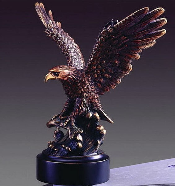 Eagle Catching Fish Sculpture Statuette Sculpted Artist Artwork Decor