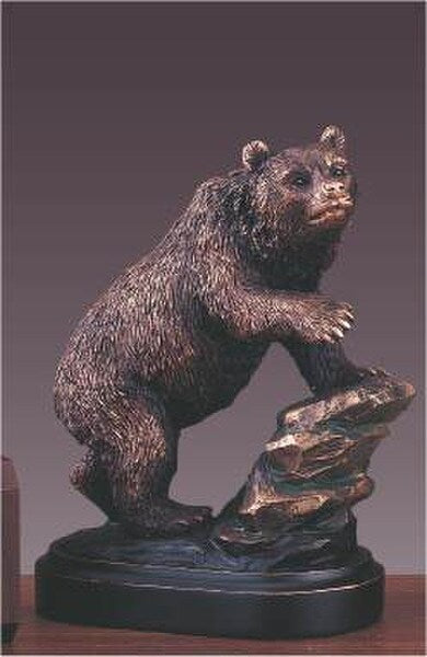 Bear On Rock Statue Sculpture