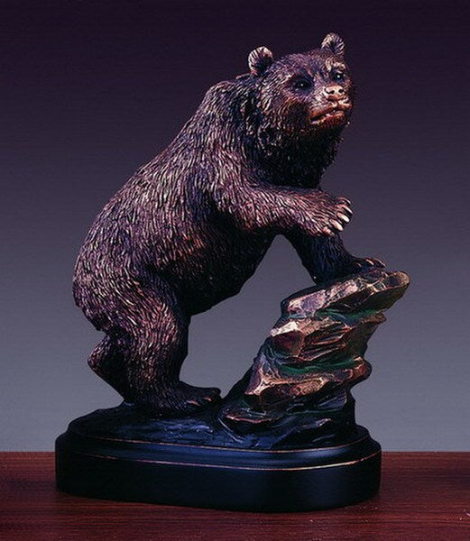 Bear Figurines Grizzly on Rock Artwork Wildlife Decorative Statuary