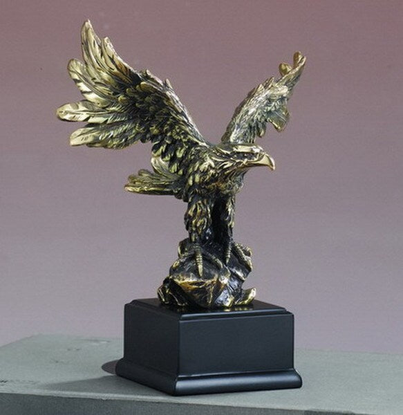 Antique Gold Finished Statue of American Eagle in Flight Statuette