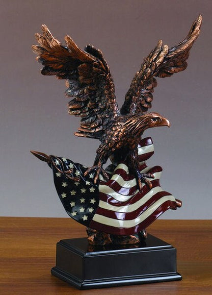 Eagle With American Flag Colored Sculpture