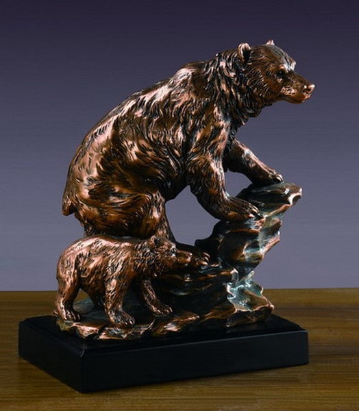 Bear and Cub Figurine Statue Sculpture Replica Statuette Decorative