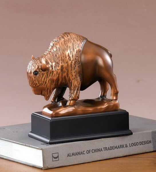 Buffalo Stylized Statue Bison Sculpture Bronze figurine decorative Art