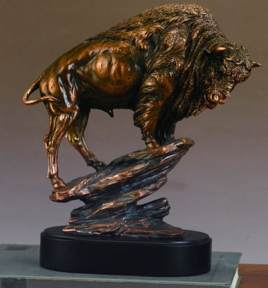 Buffalo Sculpture Standing on Rocks Native American