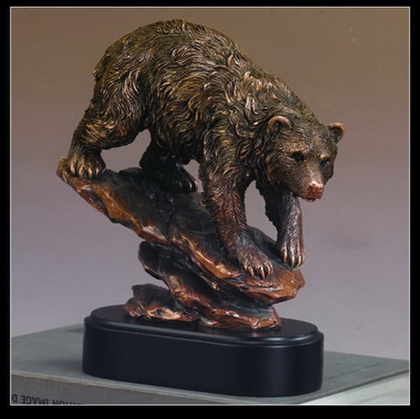 Bear Figurines Grizzly on Rock Classical Wildlife Decorative Statuary