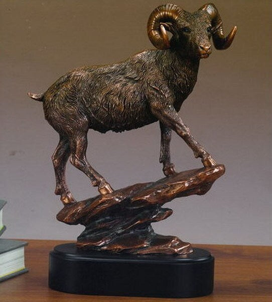 Ram Sculpture Bighorn Statue boast curled horns awards or trophies