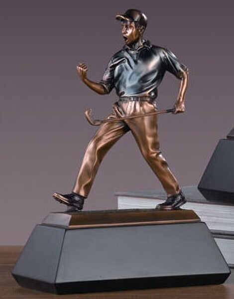 Golf Winner Sculpture After Making Shot Second Place Award Statue