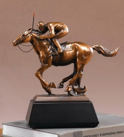 Horse and Jockey Statue Decoration Art base of brass plaque Award