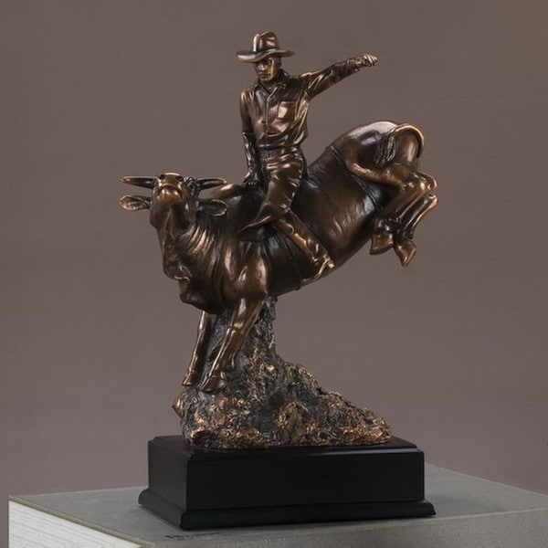 Bull Rider Cowboy Sculpture Riding Western Statue Rodeo Award Art