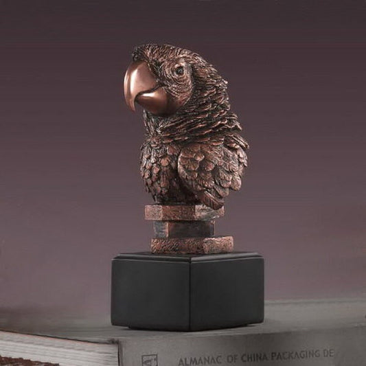 Parrot Head Sculptural Bust Statue Beak Figurine on Base Artwork
