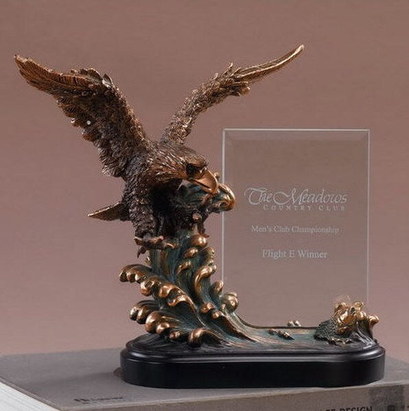 Glass Imprint Eagle Frame with Wings Sculptural Awards Trophies