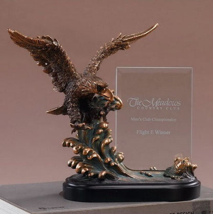 Glass Imprint Eagle Frame with Wings Sculptural Awards Trophies