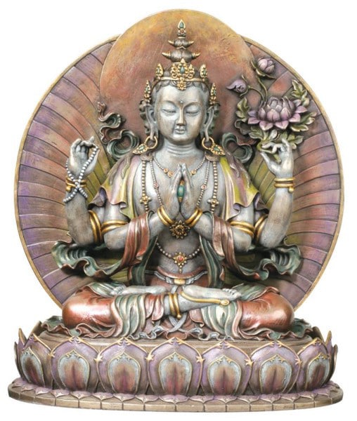Deity Statue - Avalokiteshvara Buddha Statue bronze Patina