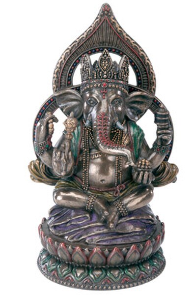 Deity Statue - Seated Ganesha On Lotus Sculpture Elephant God