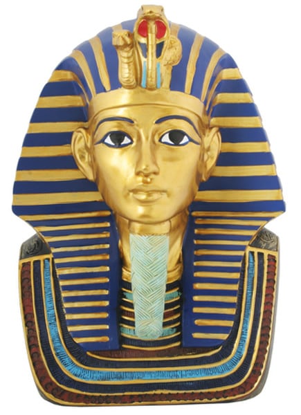 King Tut Boy King Sculptural Bust Egyptian Gold Colors Blue Art
