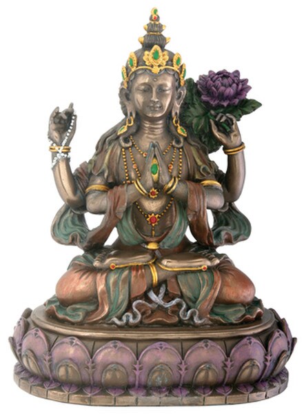 Avalokiteshvara Buddha Sculpture Faux Bronze Finish and Colors