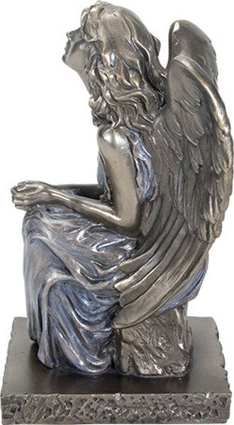 Angel Waiting Sculpture Side View Figurine faux Bronze Praying