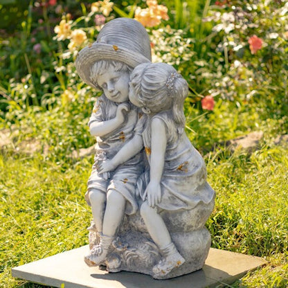 Kissing Country Boy and Girl Garden Statue 30"