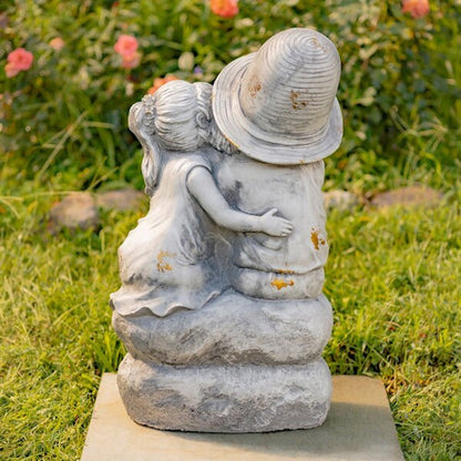 Kissing Country Boy and Girl Garden Statue 30"