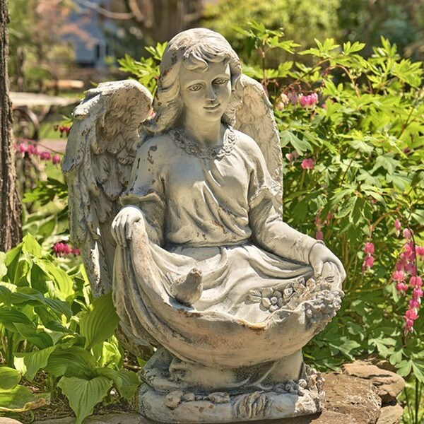 Kneeling Angel Birdbath Garden Statue