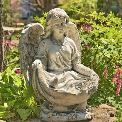 Kneeling Angel Birdbath Garden Statue