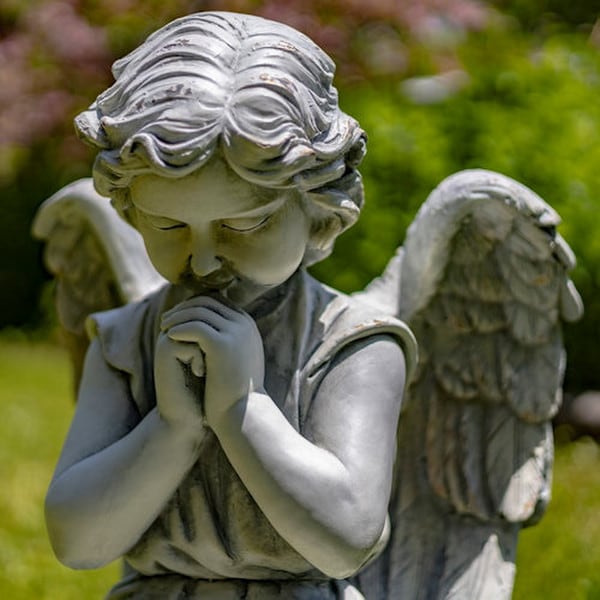 Angel Praying on Pillar Garden Statue 28" H