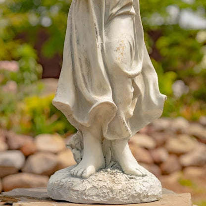 Angel with Dish Statue Antique White 39" H
