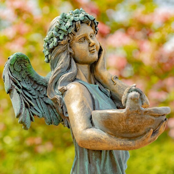 Angel With Dish Garden Statue Birdfeeder 39" H