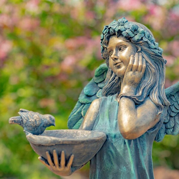 Angel With Dish Garden Statue Birdfeeder 39" H