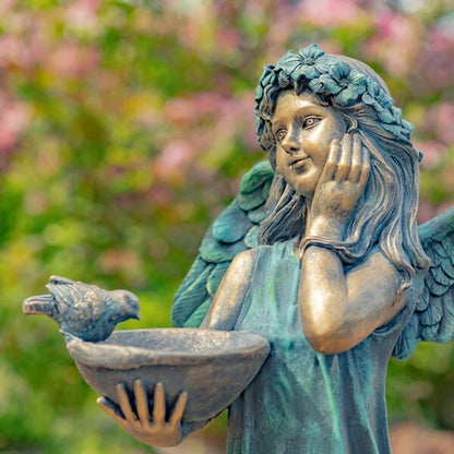 Angel With Dish Garden Statue Birdfeeder 39" H