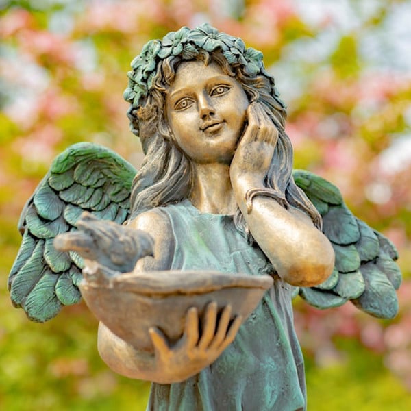 Angel With Dish Garden Statue Birdfeeder 39" H