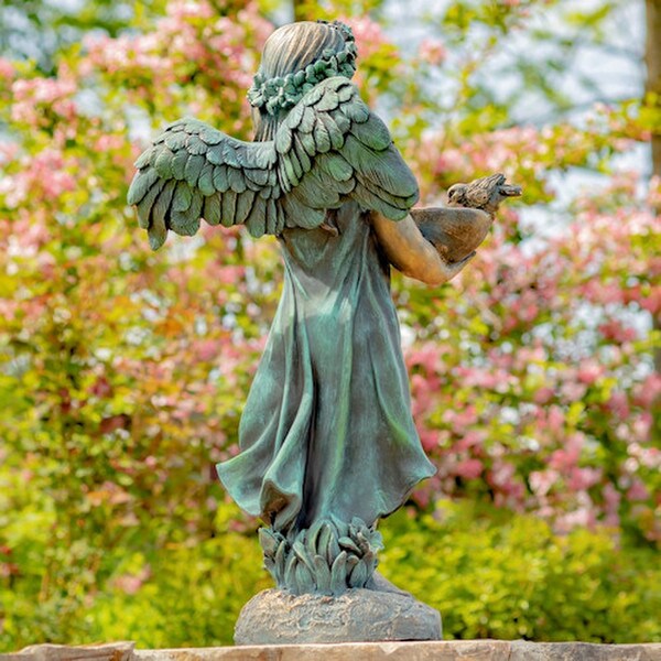 Angel With Dish Garden Statue Birdfeeder 39" H