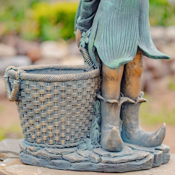 Fairy Garden Statue with Basket Planter