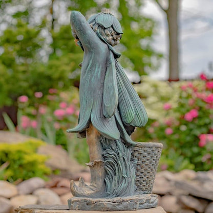 Fairy Garden Statue with Basket Planter